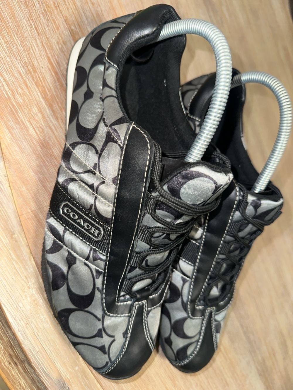 Coach Black and Gray Signature Pattern Lace-Up Sneakers - Picture 2 of 10